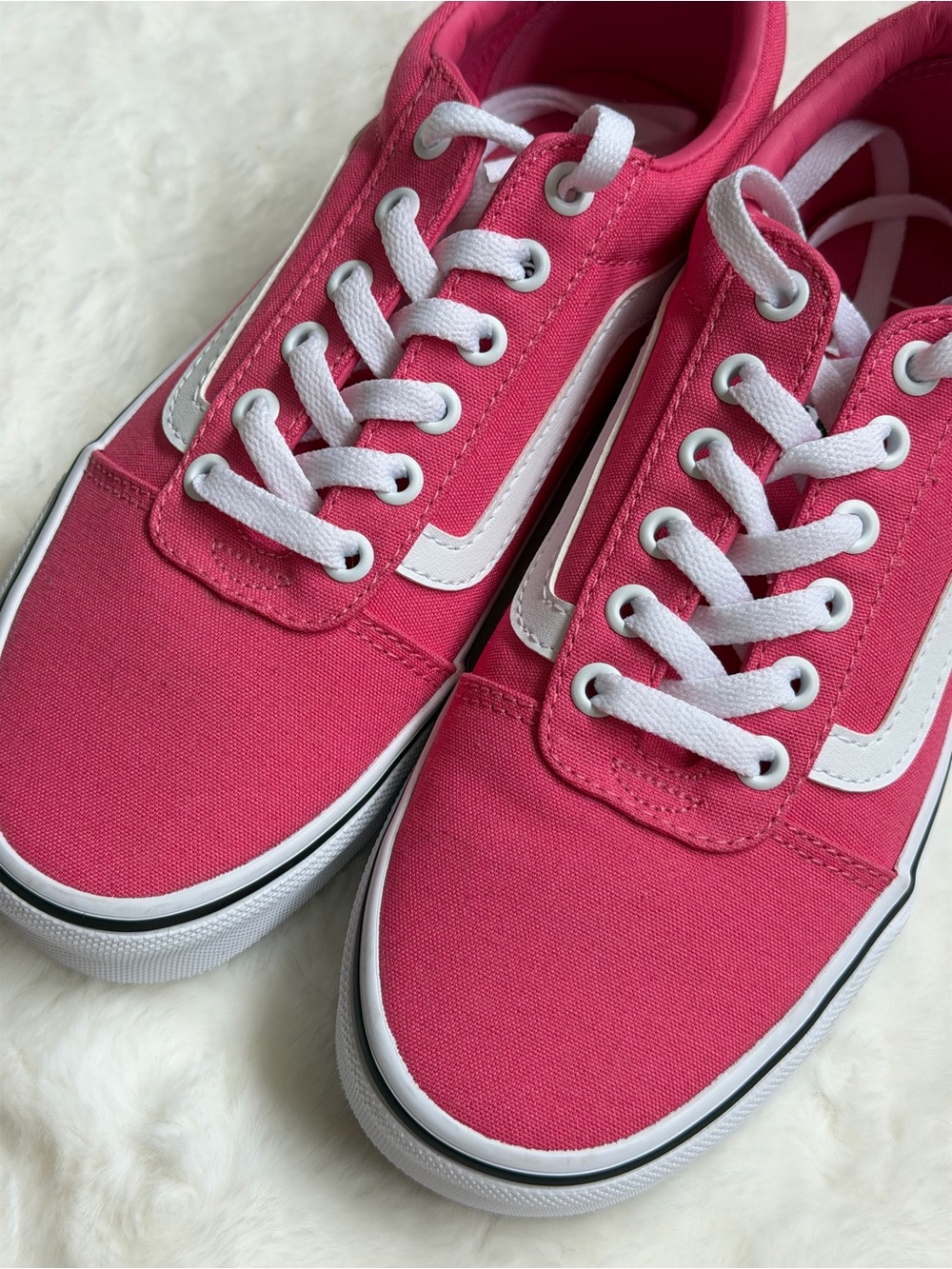 Vans Pink Canvas Low-Top Sneakers with White Stripe - Picture 8 of 11